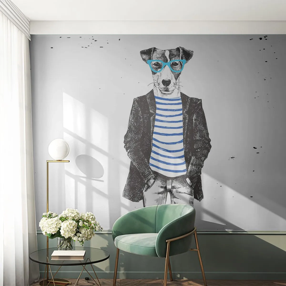 Fototapet Premium Canvas - Hundelegans - Abstraktion, Man, Hund - 350x256 cm