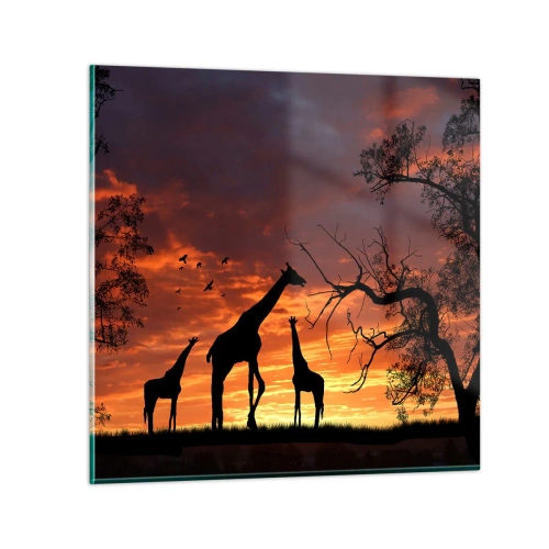 Glastavla - Bild på glas - Liten middag med de närmaste - 30x30 cm