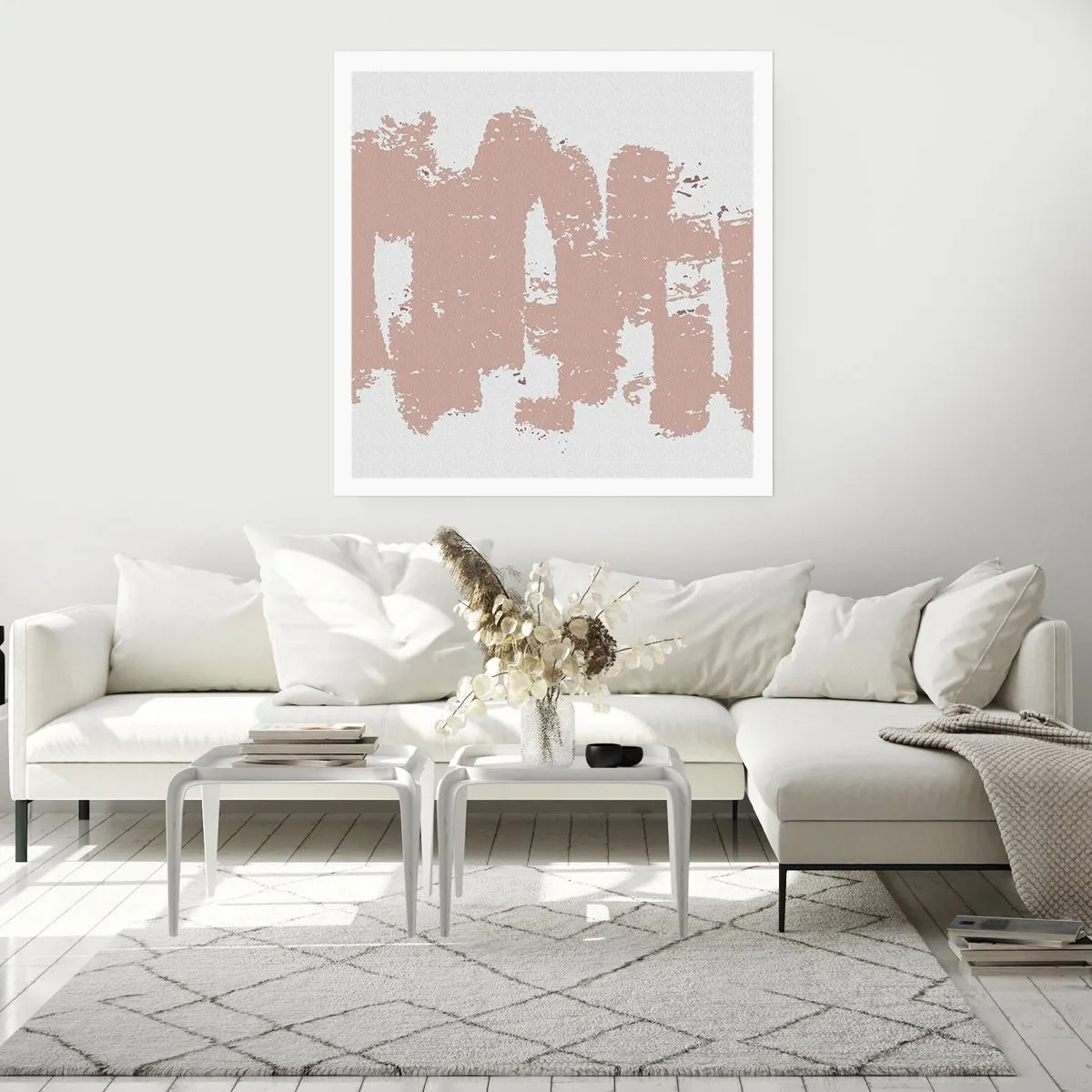 Affisch - Abstraktion i mjuk rosa - 50x50 cm