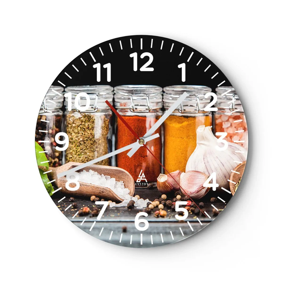 Väggklocka - Klocka på glas - Så att livet har smak - 40x40 cm