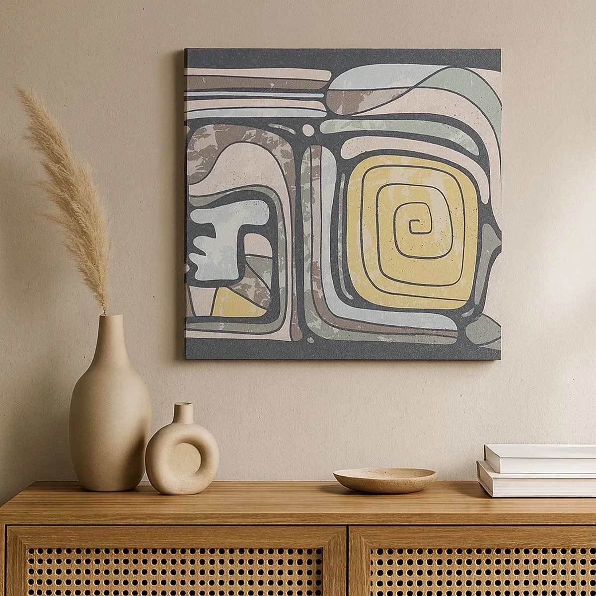 Canvastavla - Bild på duk - Abstraktion i en förcolumbiansk anda - 30x30 cm