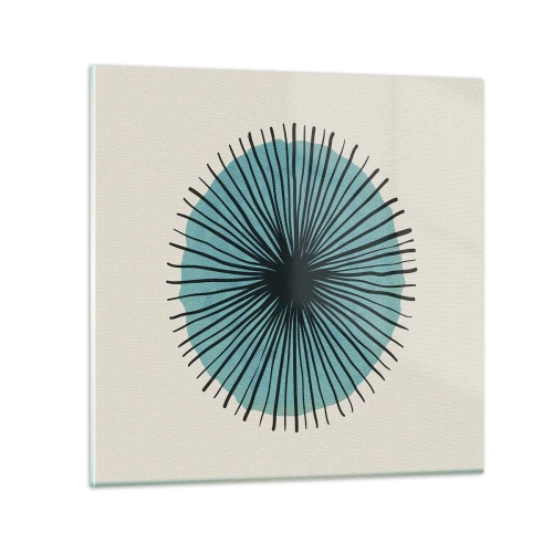 Glastavla - Bild på glas - Radier mot blått - 40x40 cm