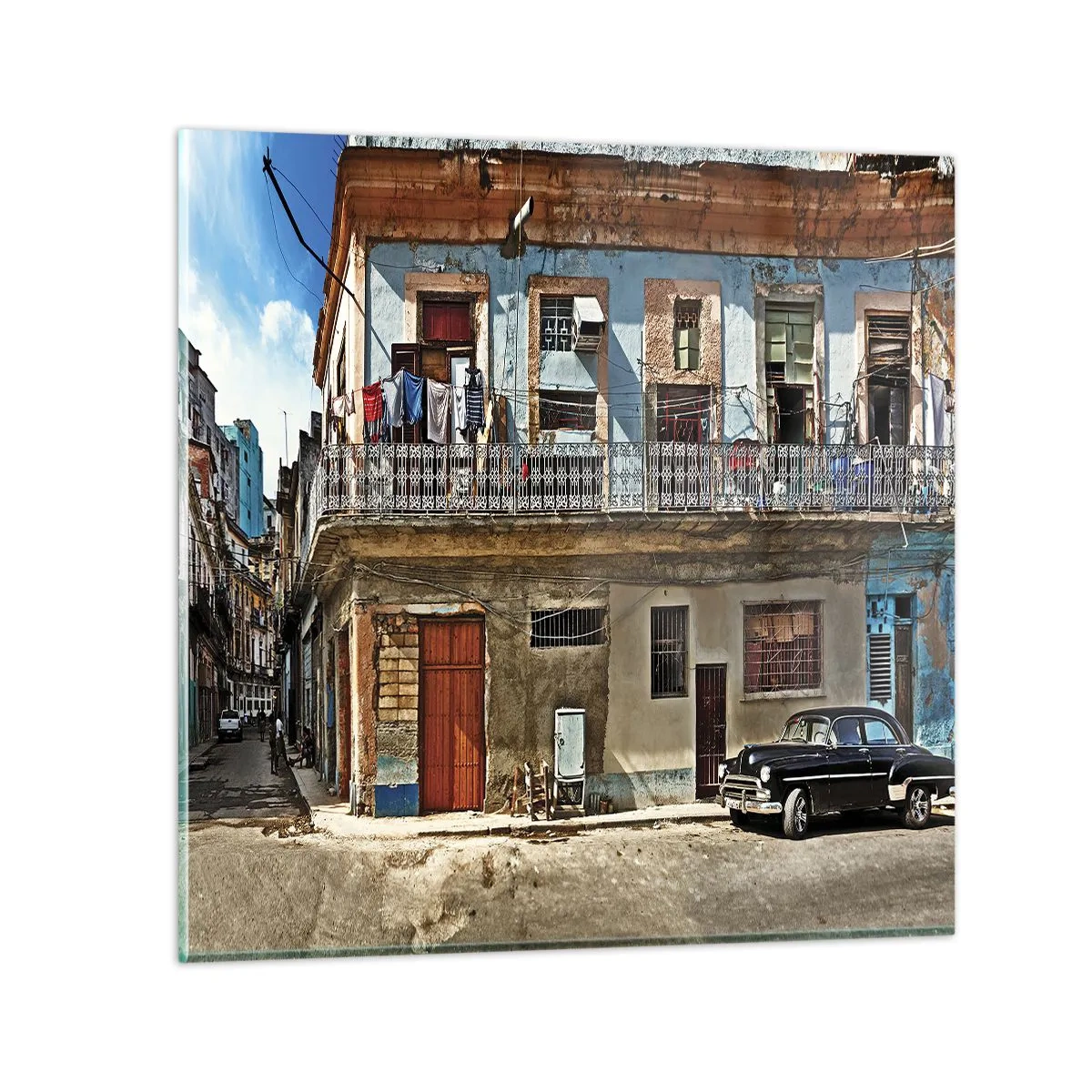 Glastavla - Bild på glas - Havana stämning - 60x60 cm