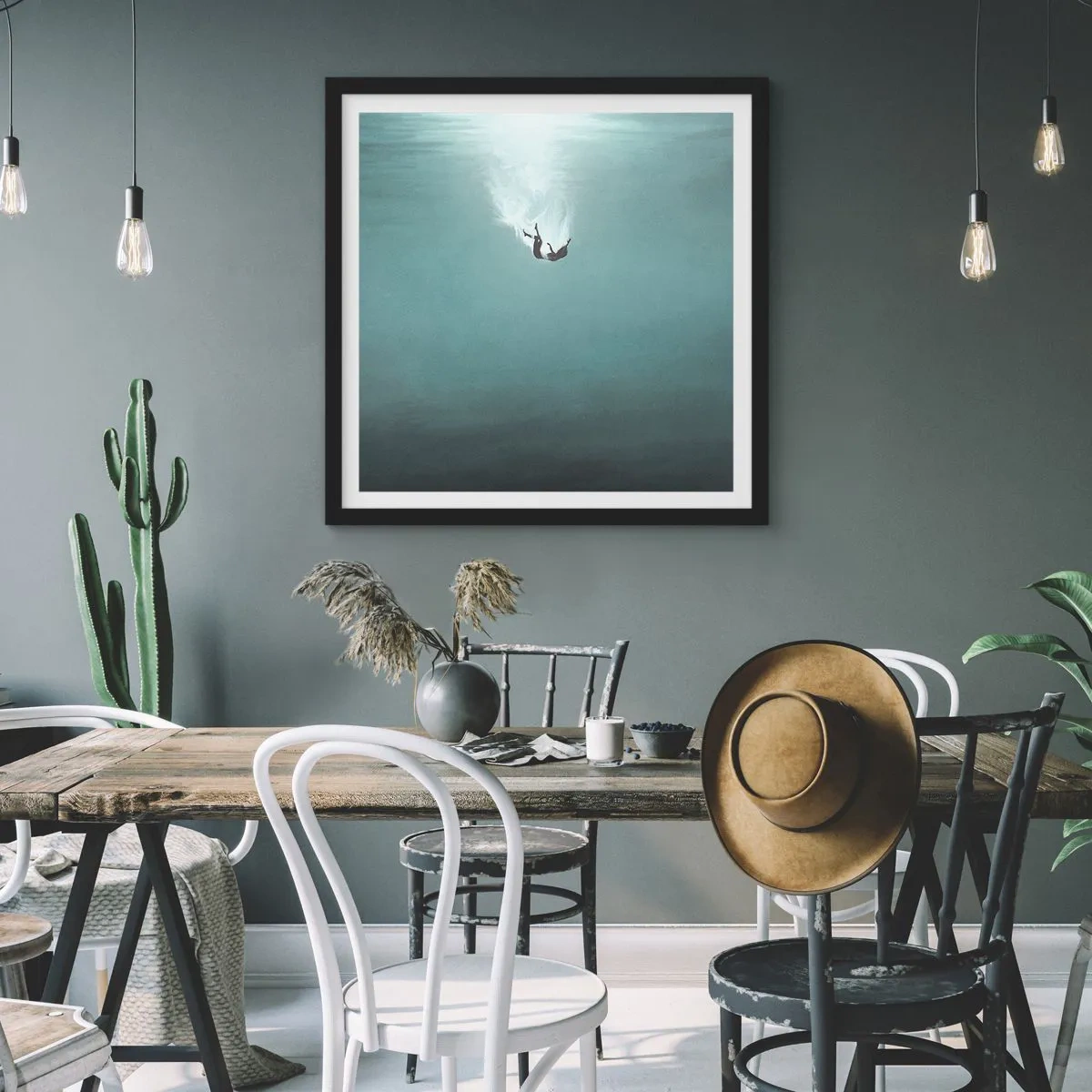 Affisch i svart ram - I havets famn - 30x30 cm