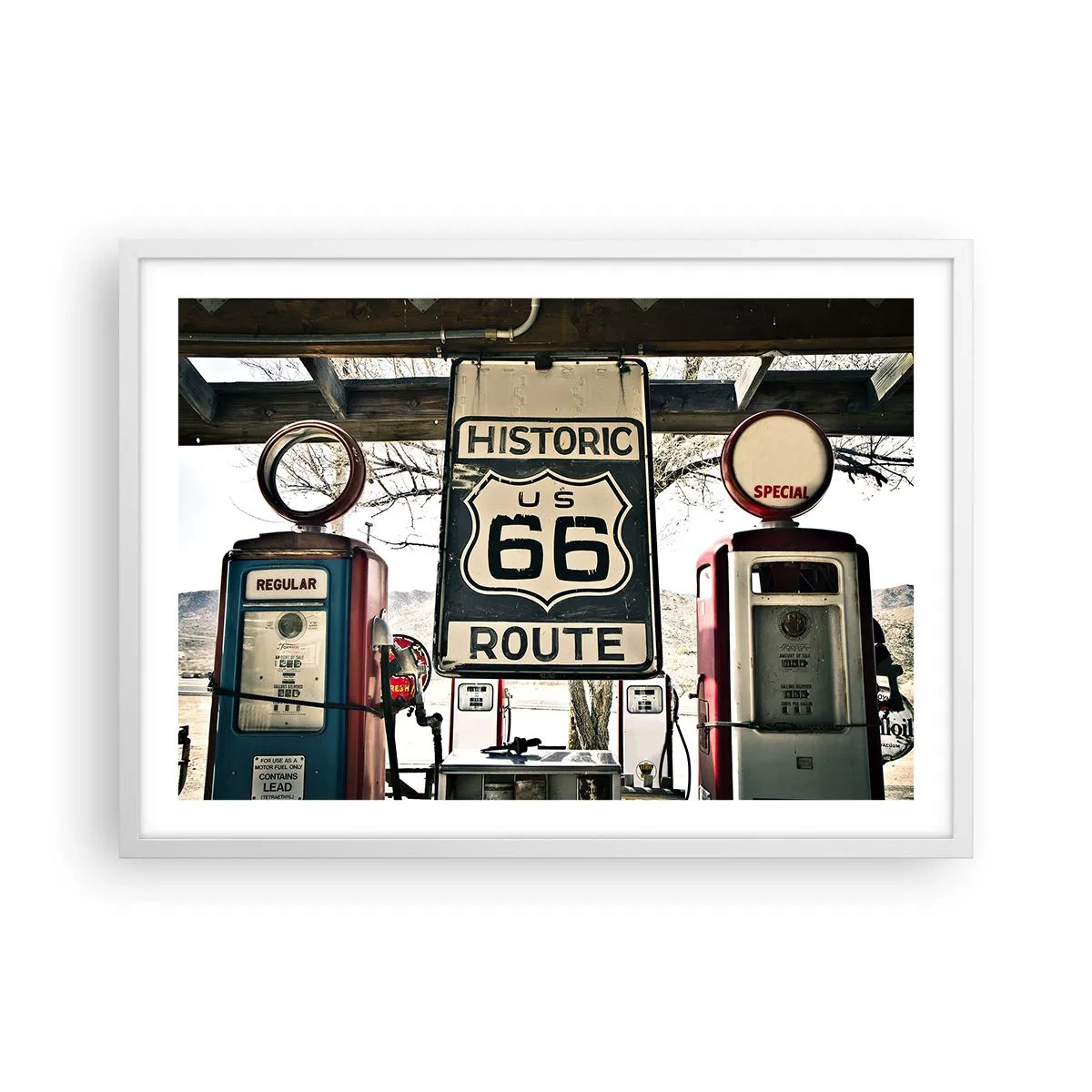 Affisch i vit ram - Amerikansk retroresa - 70x50 cm