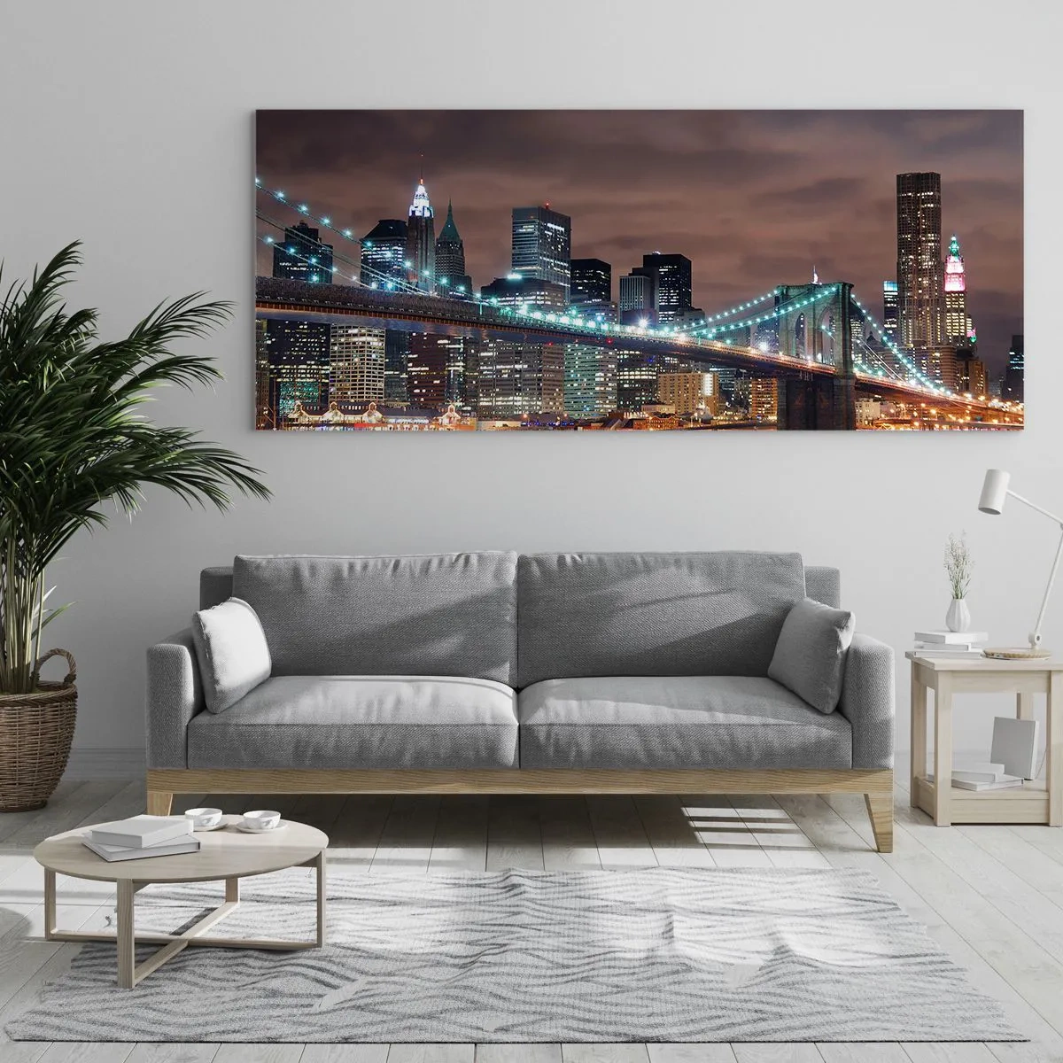 Glastavla - Bild på glas - Storstadens ljus - 100x40 cm