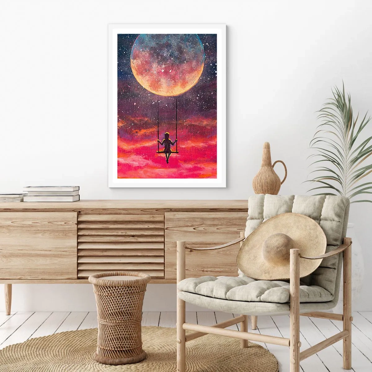 Affisch i vit ram - Sväva i molnen - 50x70 cm