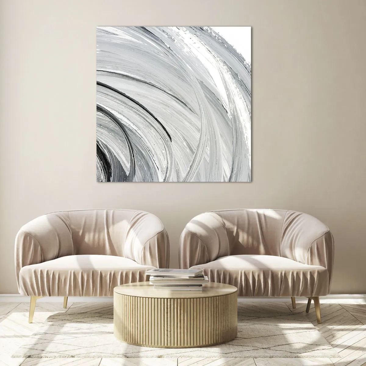 Glastavla - Bild på glas - Orbital komposition - 30x30 cm