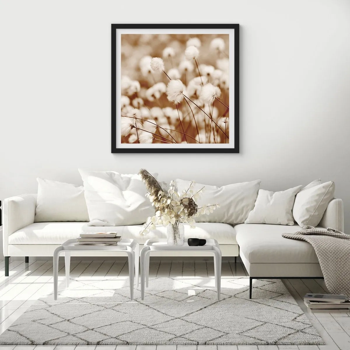 Affisch i svart ram - Fluffig åkermark - 60x60 cm