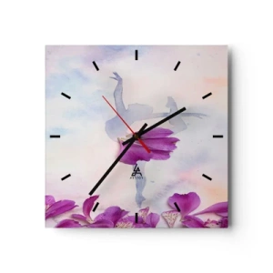 Väggklocka - Klocka på glas - Ömtålig som en blomma - 30x30 cm