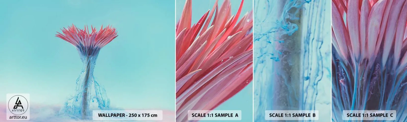 Provbit av självhäftande fototapet Deluxe Sticker - I upplivande famn - Abstraktion, Blomma, Bit - 100x30 cm