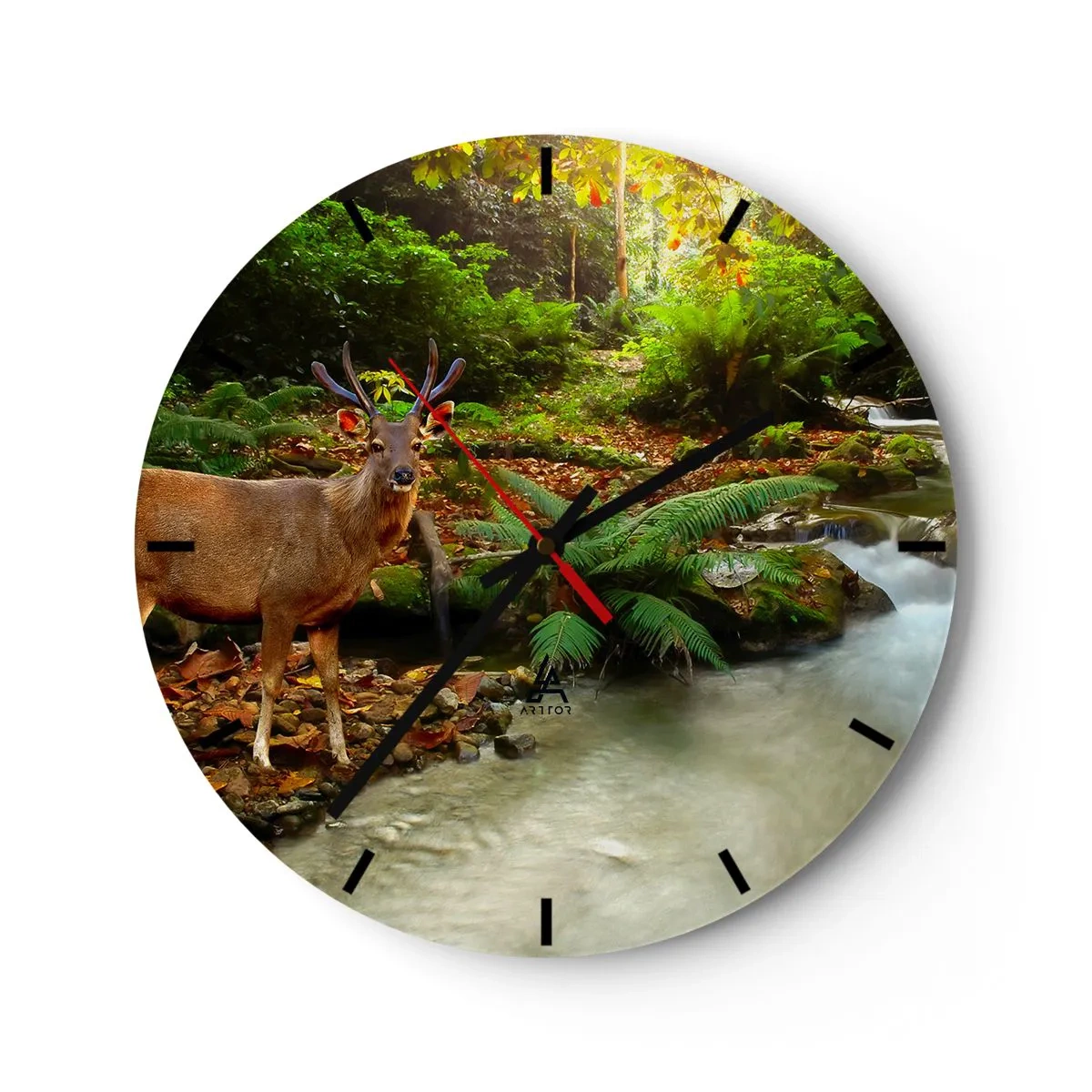 Väggklocka - Klocka på glas - Välkommen till min värld - 40x40 cm