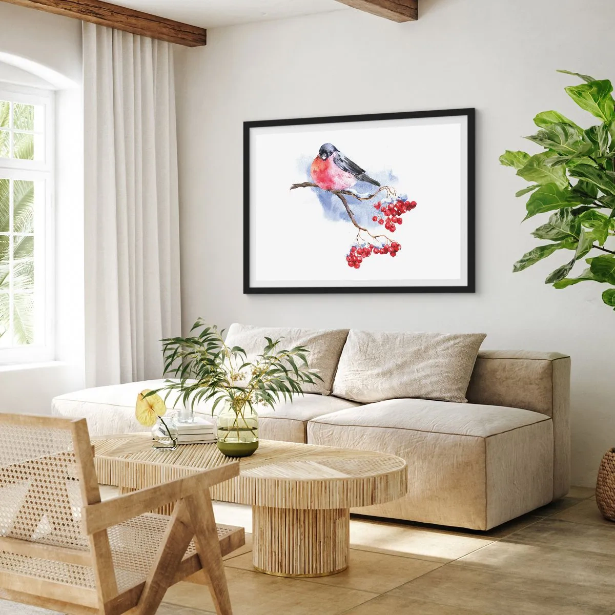 Affisch i svart ram - Vinter i färger - 70x50 cm