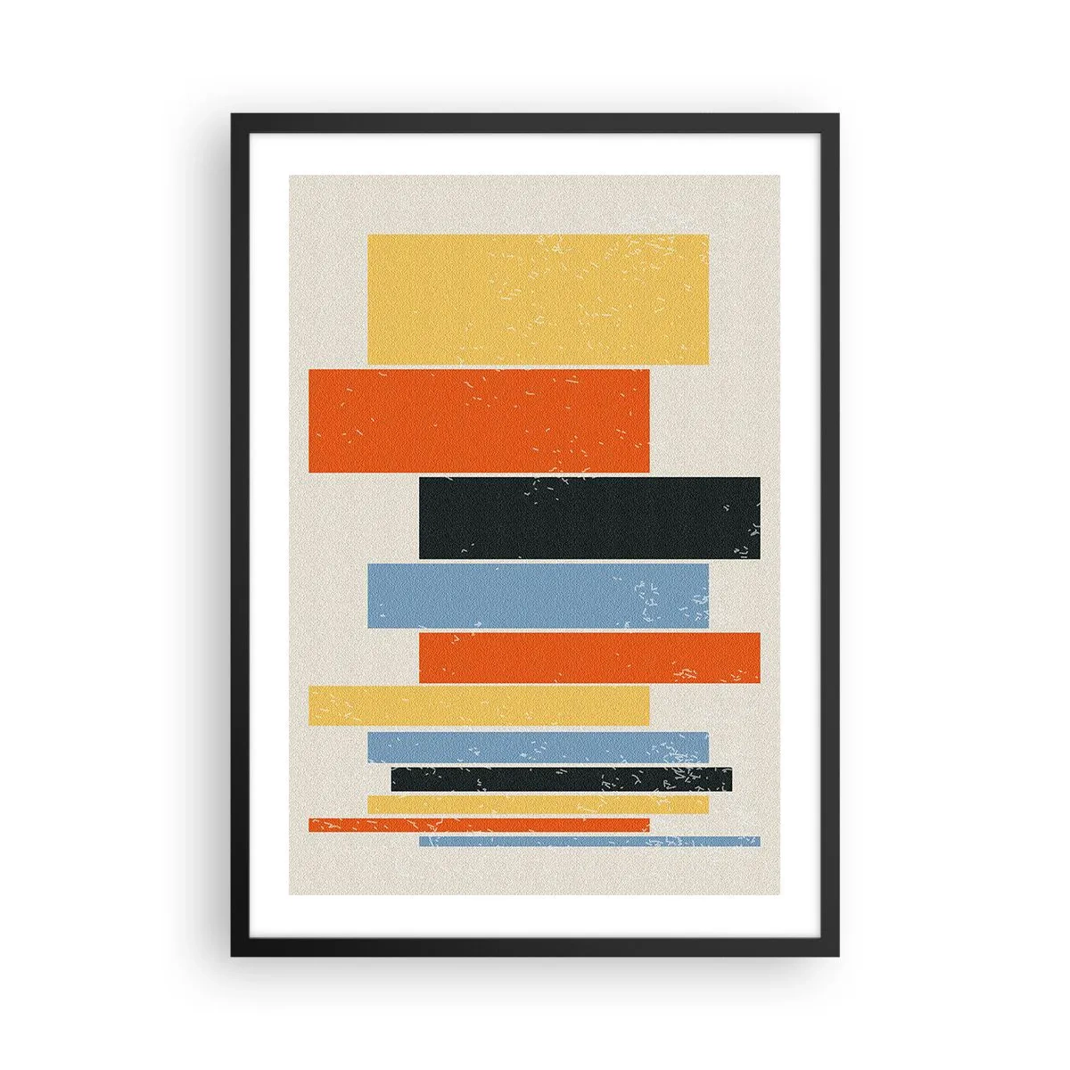 Affisch i svart ram - Färgglada geometriska rektanglar på en ljus bakgrund - 50x70cm - Inspelning av musik - Modern väggdekoration för vardagsrum och sovrum ARTTOR