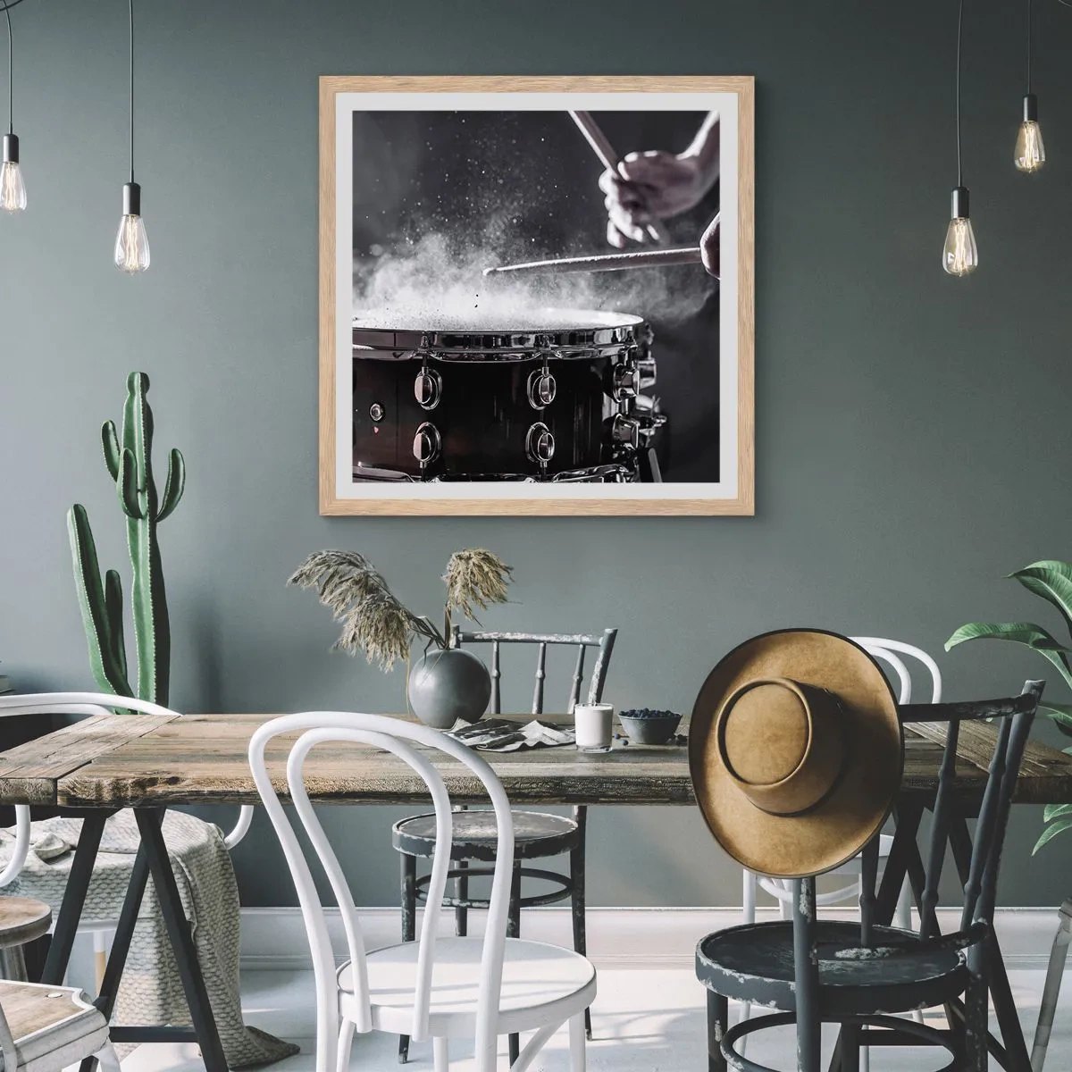 Affisch i ram av ljusek - Musikens puls - 60x60 cm