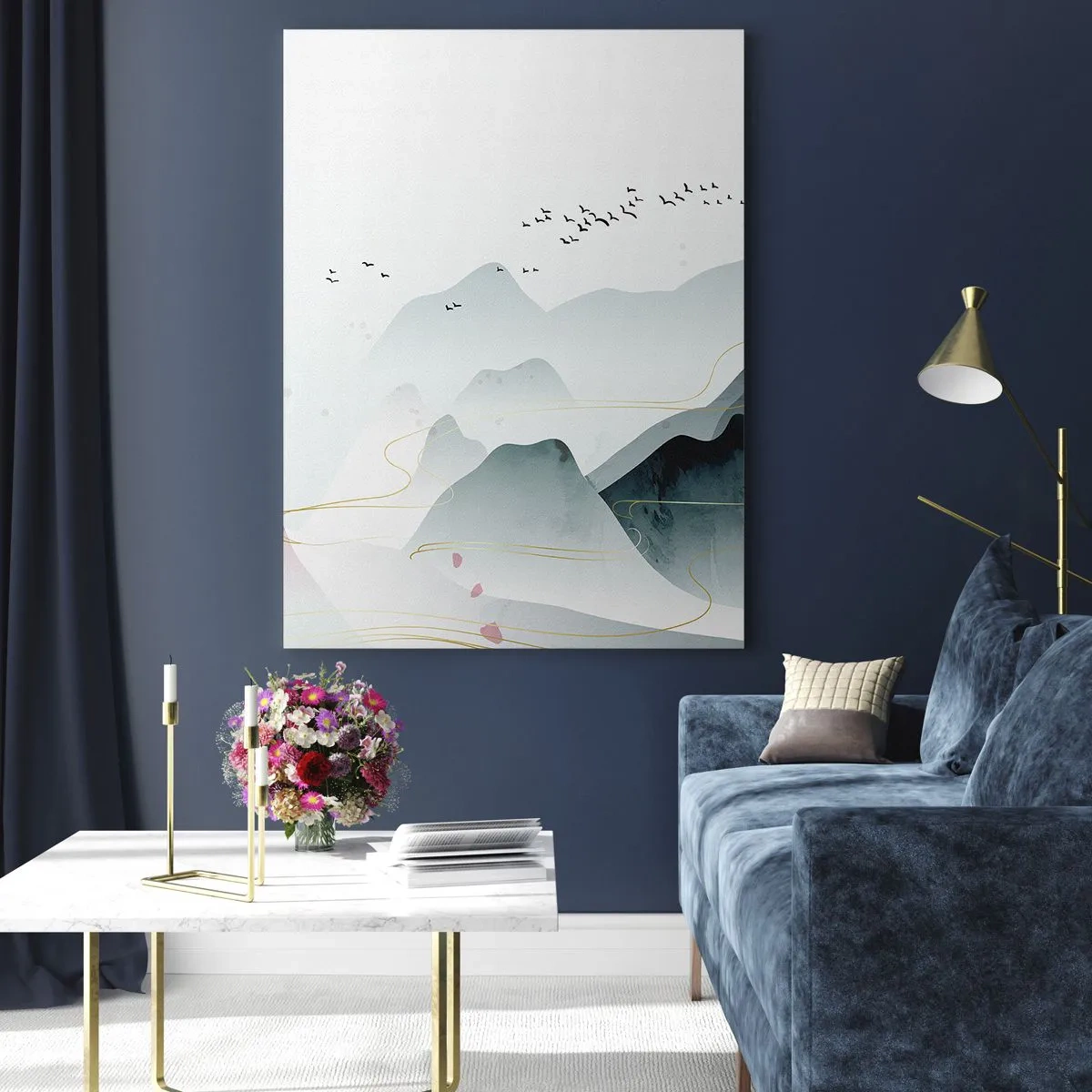 Glastavla - Bild på glas - Över topparna - 50x70 cm