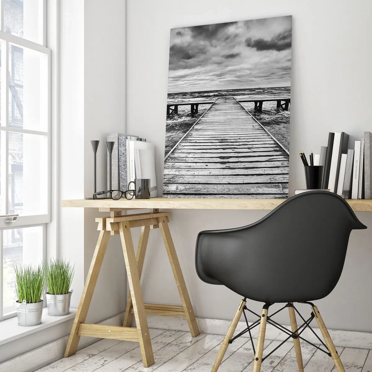 Glastavla - Bild på glas - Jag väntar på vind som blåser bort... - 50x70 cm