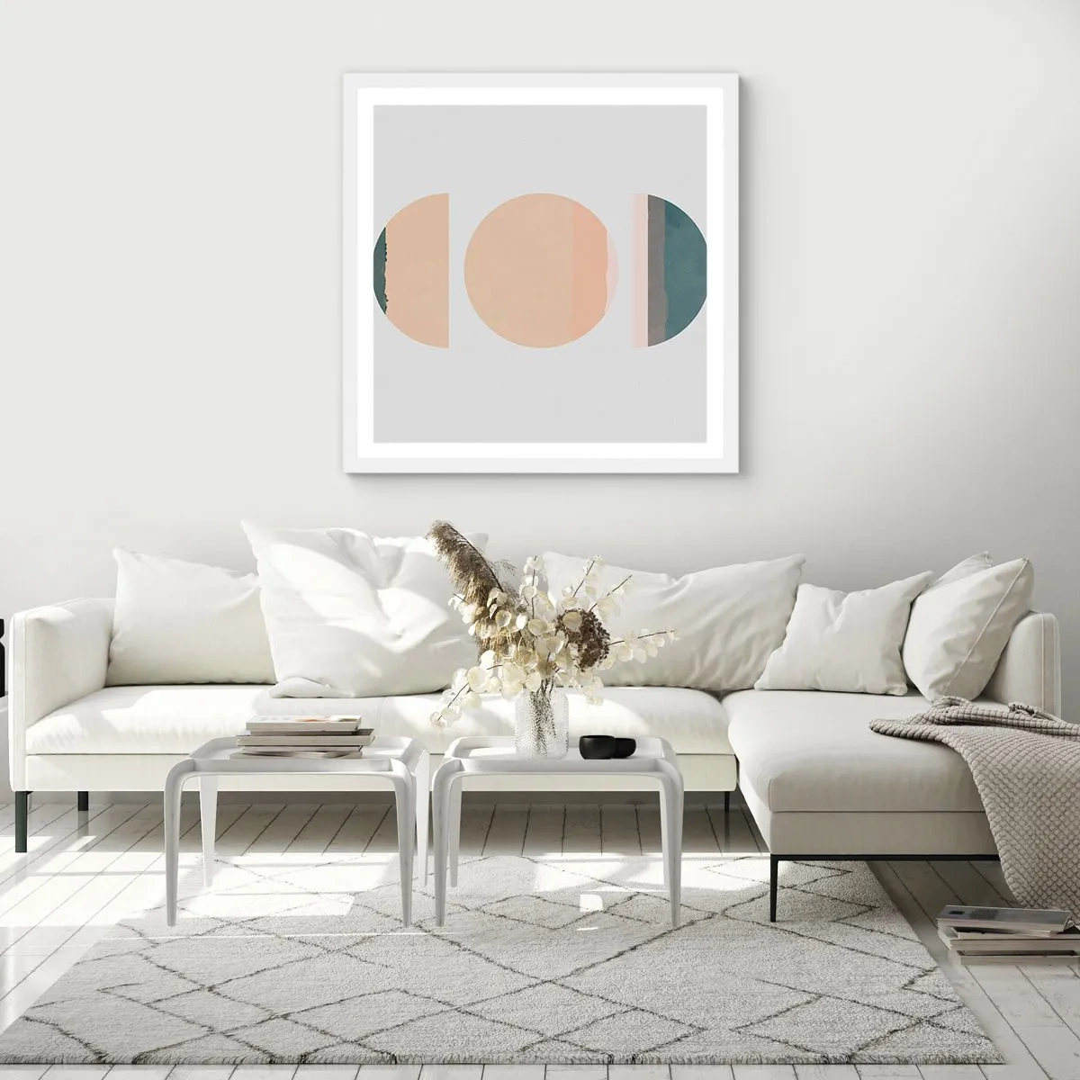 Affisch i vit ram - Hjul efter hjul - 40x40 cm