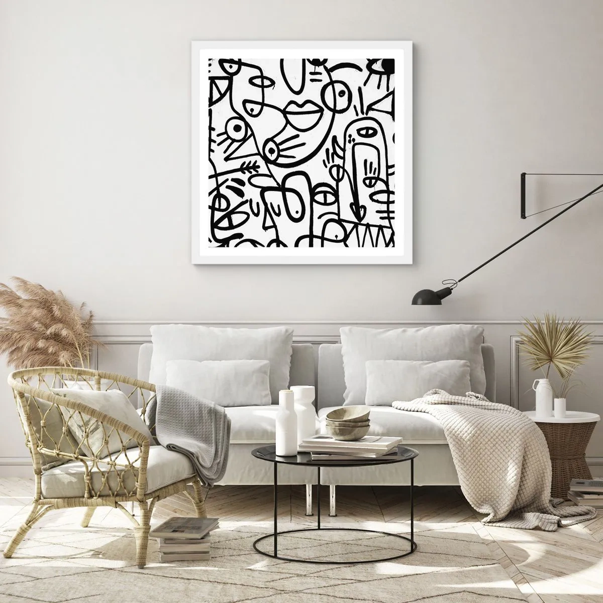 Affisch i vit ram - Ansikten och hägringar - 50x50 cm