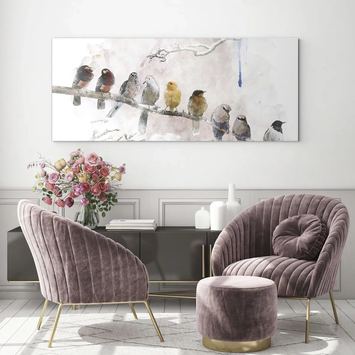 Glastavla - Bild på glas - Bevingat möte - 120x50 cm