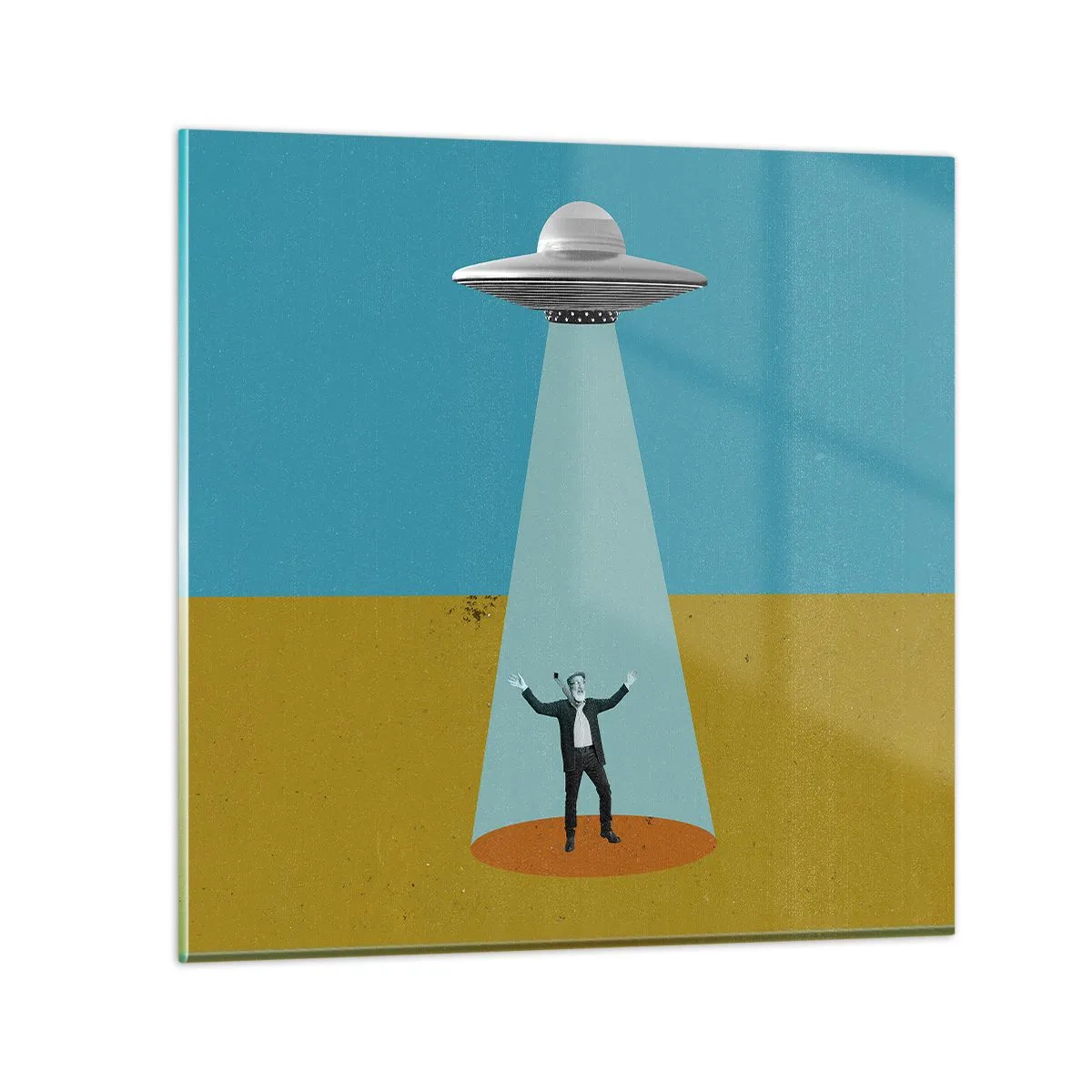 Glastavla - Bild på glas - Ett nära möte - 40x40 cm