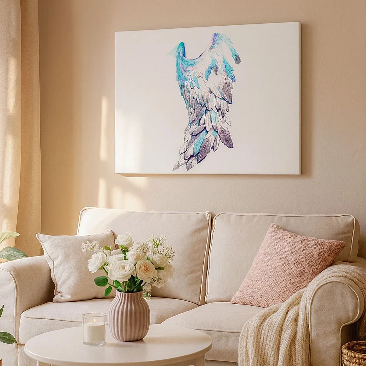 Canvastavla - Bild på duk - Fina änglavingar i pastellfärger - 70x50cm - Jag behöver vingar - Modern väggdekoration för vardagsrum och sovrum ARTTOR