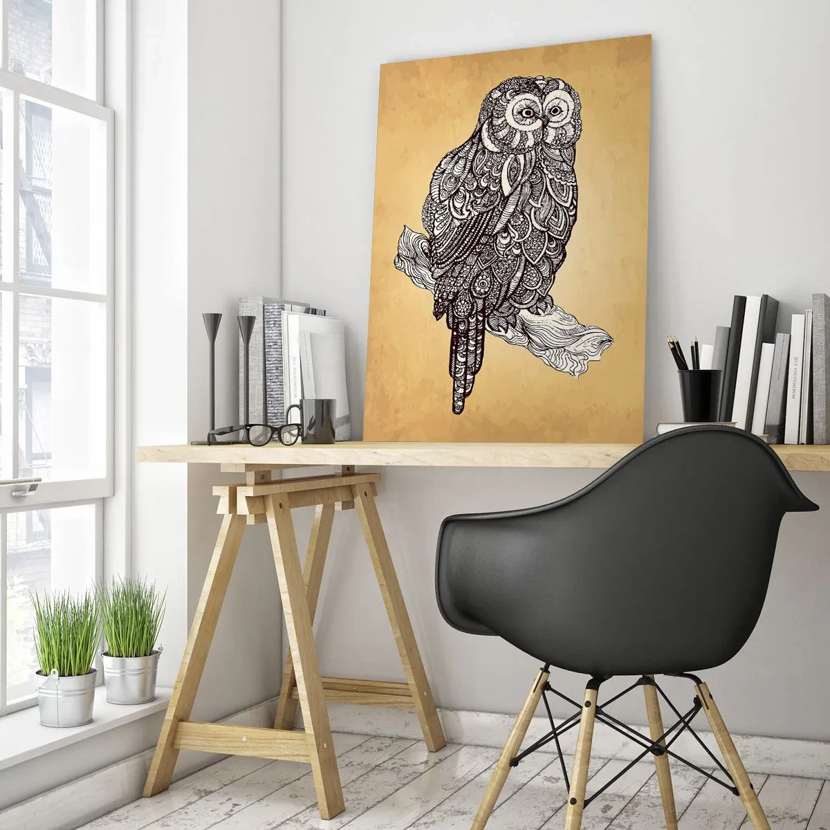 Glastavla - Bild på glas - Invecklade ornament av visdom - 50x70 cm