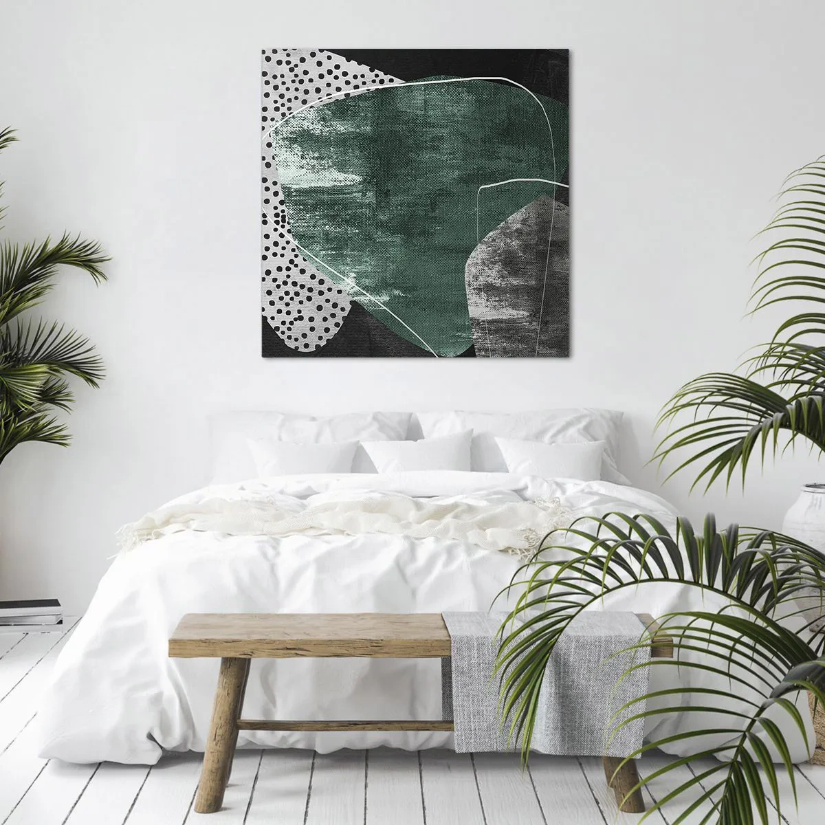 Canvastavla - Bild på duk - Färgstark abstraktion med en guldflinga - 30x30 cm