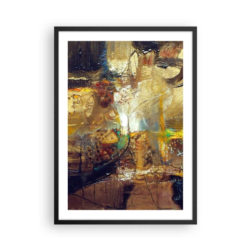 Affisch i svart ram - En abstrakt komposition i varma, gyllene nyanser. - 50x70cm - Kallt, varmare, hett - Modern väggdekoration för vardagsrum och sovrum ARTTOR