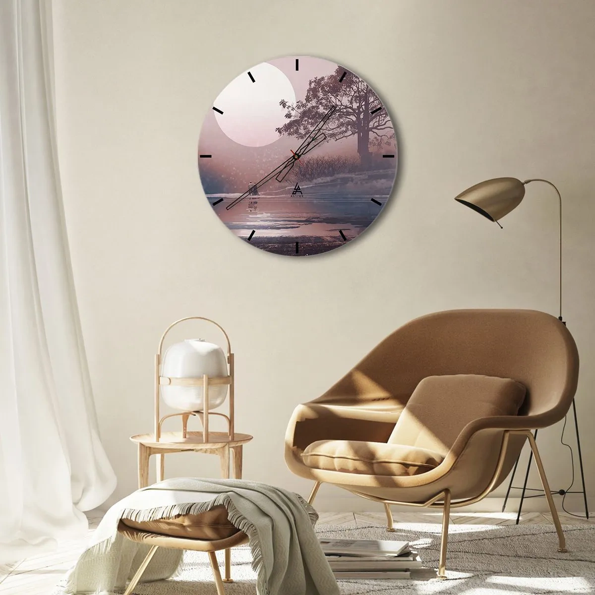 Väggklocka - Klocka på glas - Nattens under - 40x40 cm