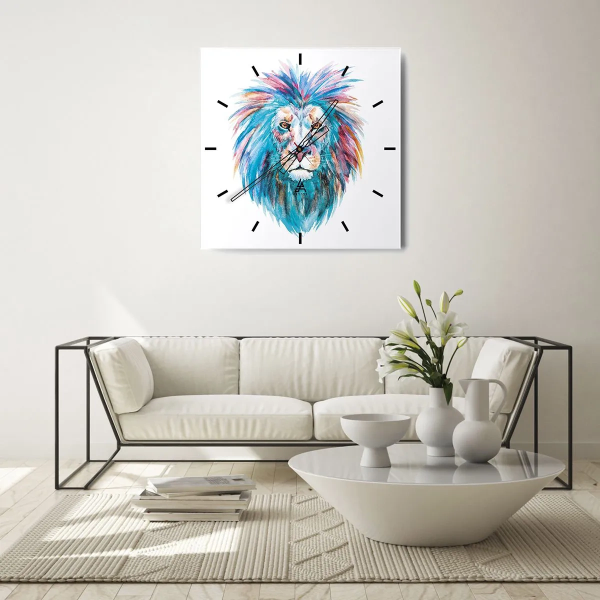 Väggklocka - Klocka på glas - Elektrifierande aura - 40x40 cm