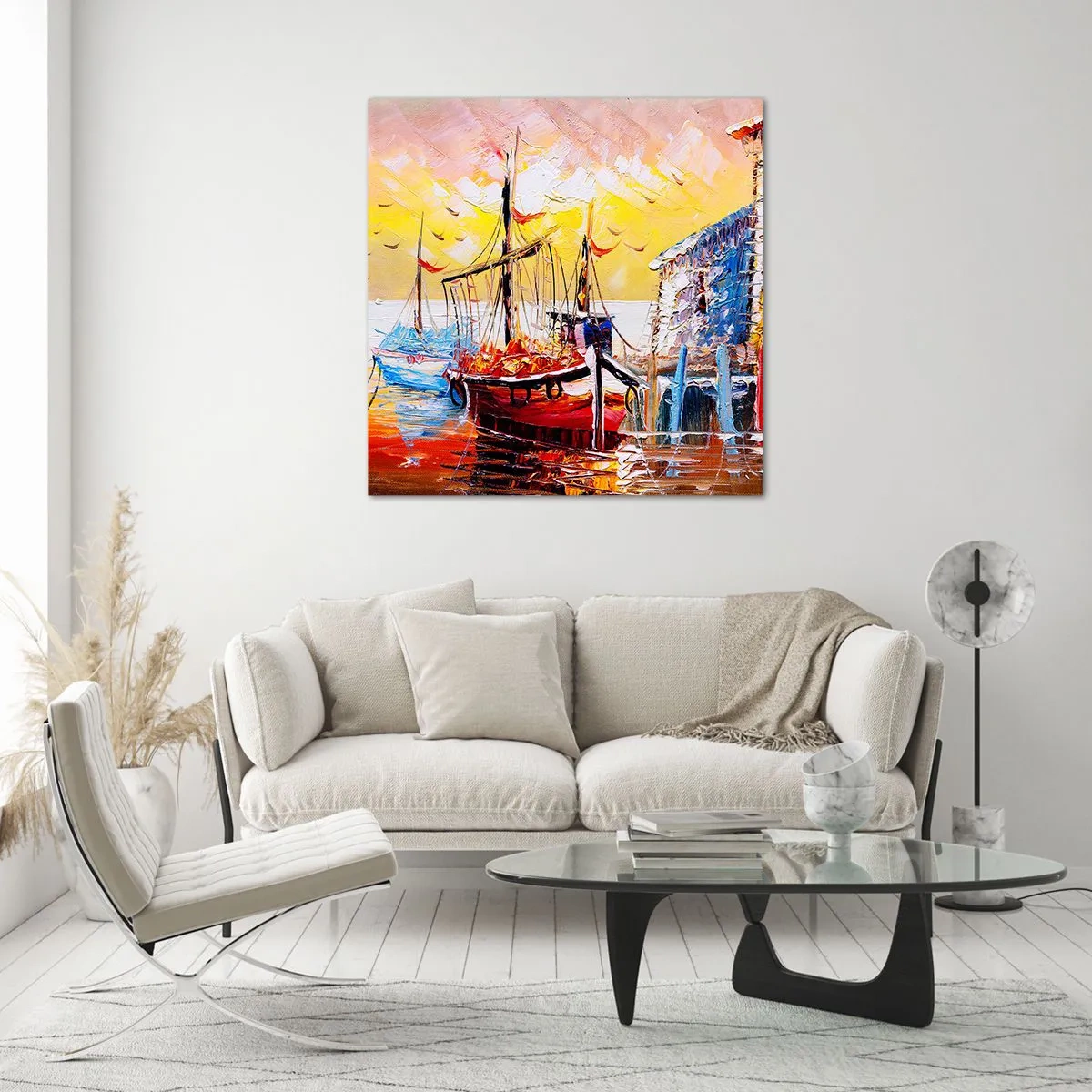 Glastavla - Bild på glas - Lycklig återresa - 60x60 cm