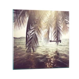 Glastavla - Bild på glas - Gunga i molnen hur mycket du vill - 50x50 cm