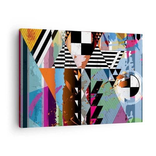 Canvastavla - Bild på duk - Abstrakt geometrisk komposition med livfulla färger - 70x50cm - Geometriskt och organiskt - Modern väggdekoration för vardagsrum och sovrum ARTTOR