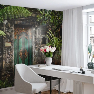 Fototapet Premium Sand - Dörren till exotiska världen - Dörr Med Prydnad, Arkitektur, Mysterium - 100x70 cm