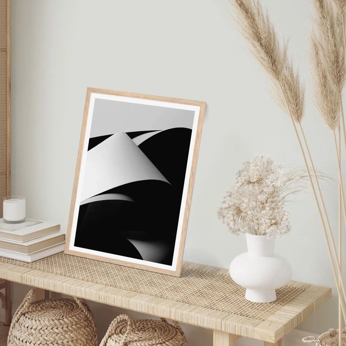 Affisch i ram av ljusek - Ljusplan från skuggornas djup - 50x70 cm