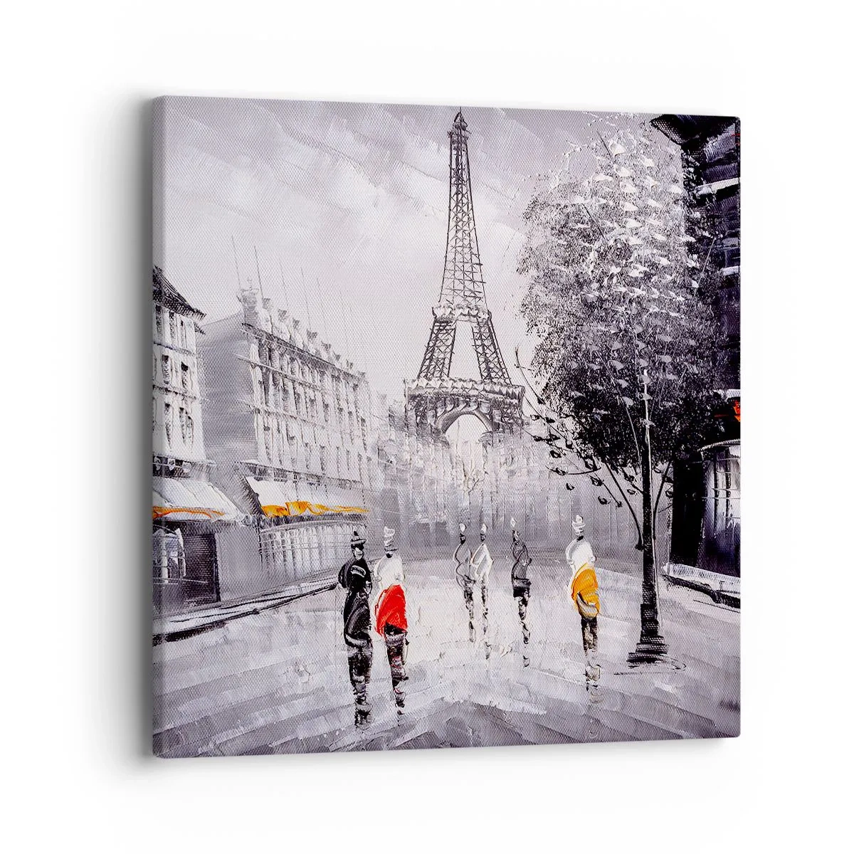 Canvastavla - Bild på duk - Promenad i Paris - 40x40 cm