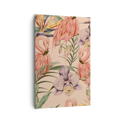 Canvastavla - Bild på duk - Rosa balett i blommor - 80x120 cm