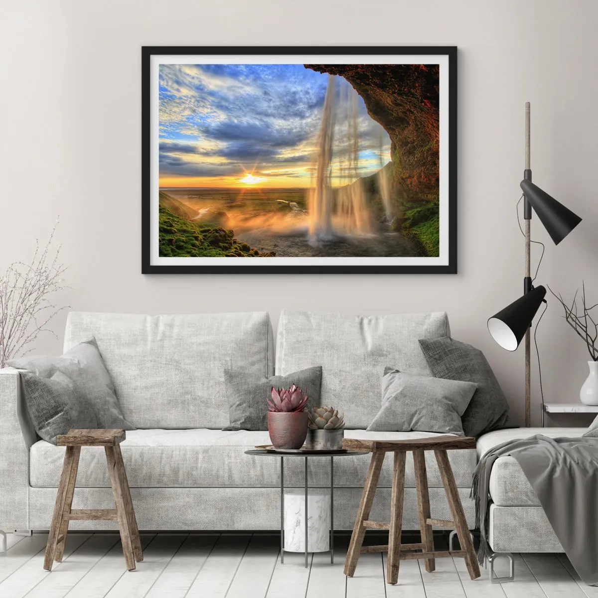 Affisch i svart ram - Världen bakom ridå av droppar - 70x50 cm