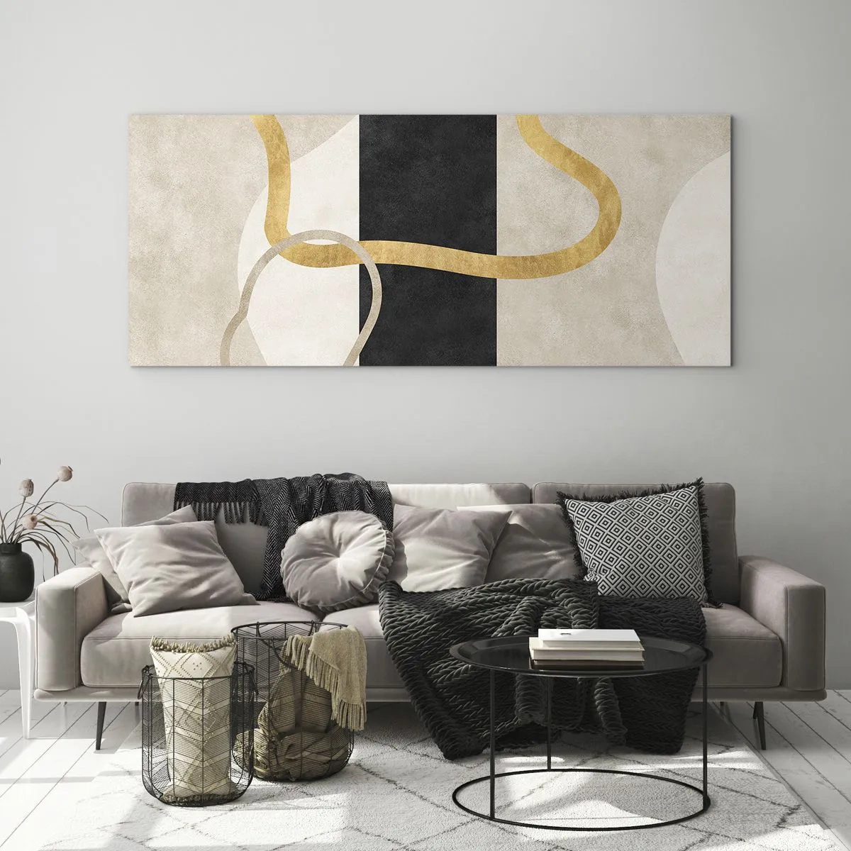 Glastavla - Bild på glas - Slingrande former - 100x40 cm