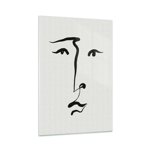 Glastavla - Bild på glas - Porträtt med ett streck - 70x100 cm
