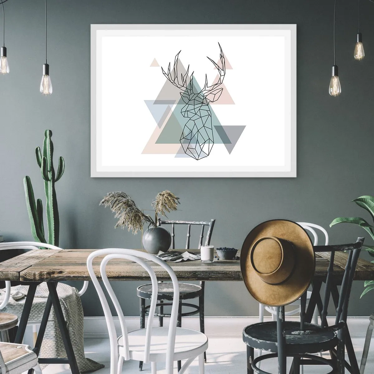 Affisch i vit ram - I en geometrisk skog - 50x40 cm
