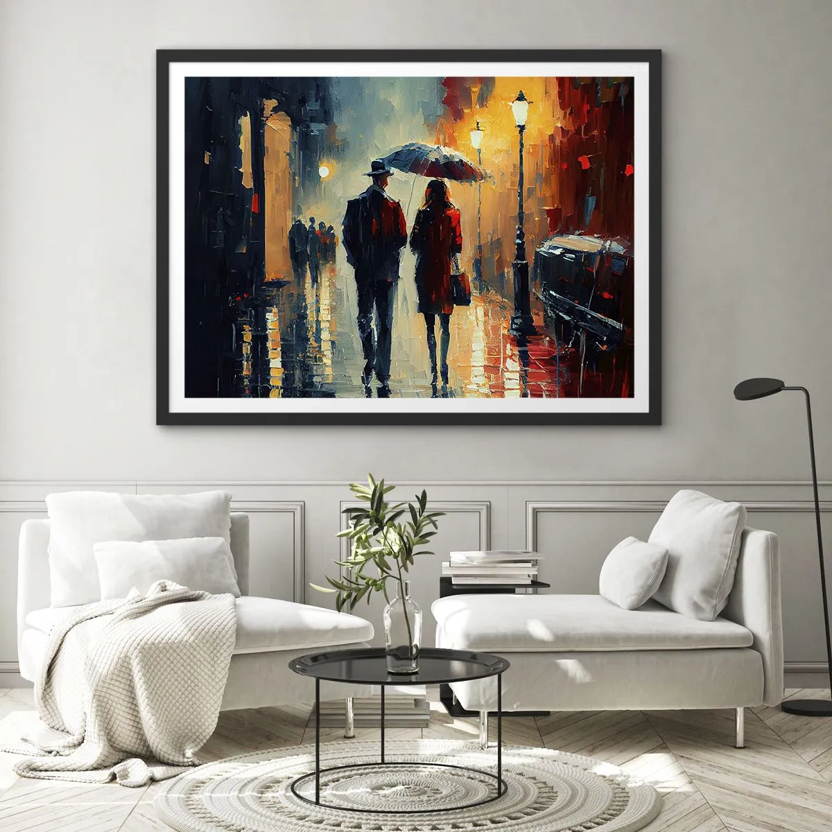Affisch i svart ram - Kärlekshistoria på stan - 40x30 cm