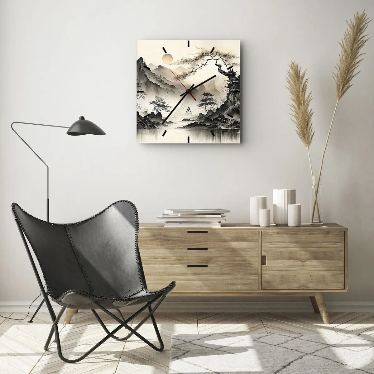 Väggklocka - Klocka på glas - Orientens unika charm - 40x40 cm