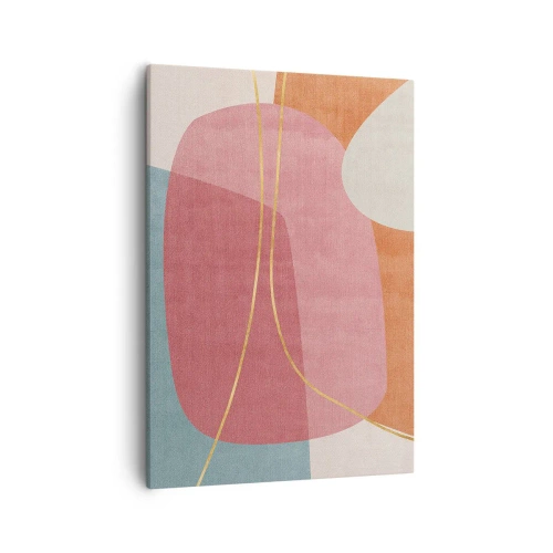 Canvastavla - Bild på duk - Pastellkomposition med guldtråd - 50x70 cm