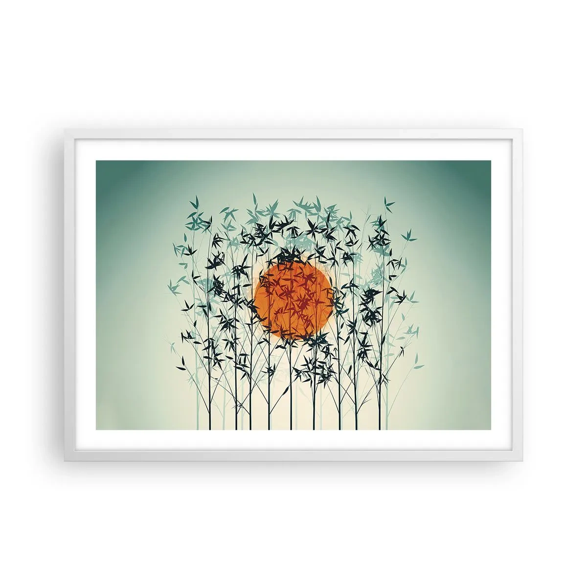 Affisch i vit ram - Japansk sol - 70x50 cm