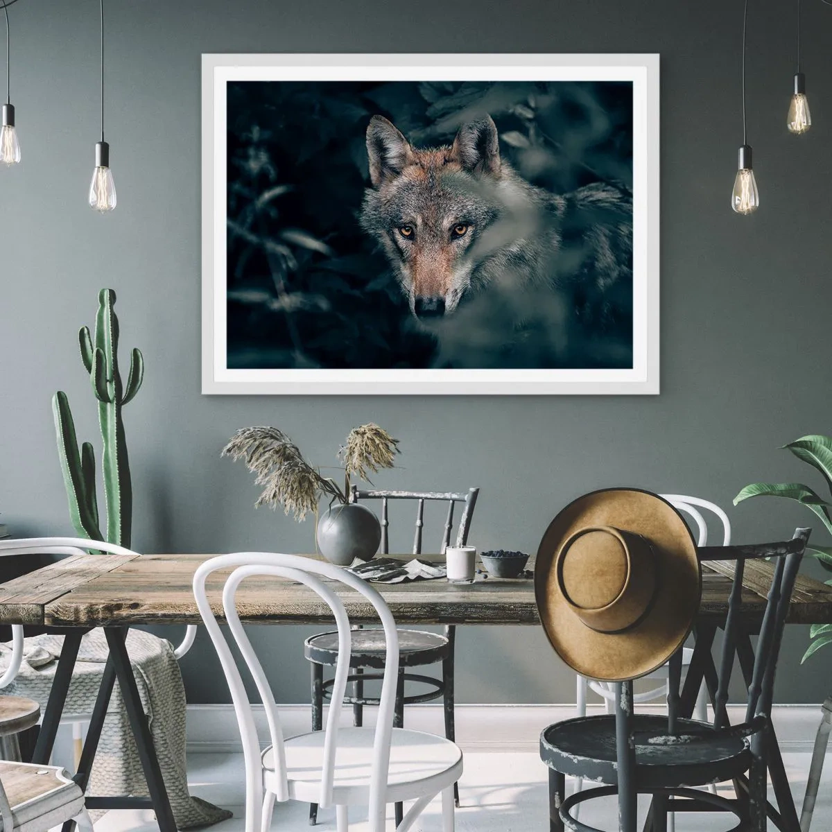 Affisch i vit ram - Jägare - 100x70 cm