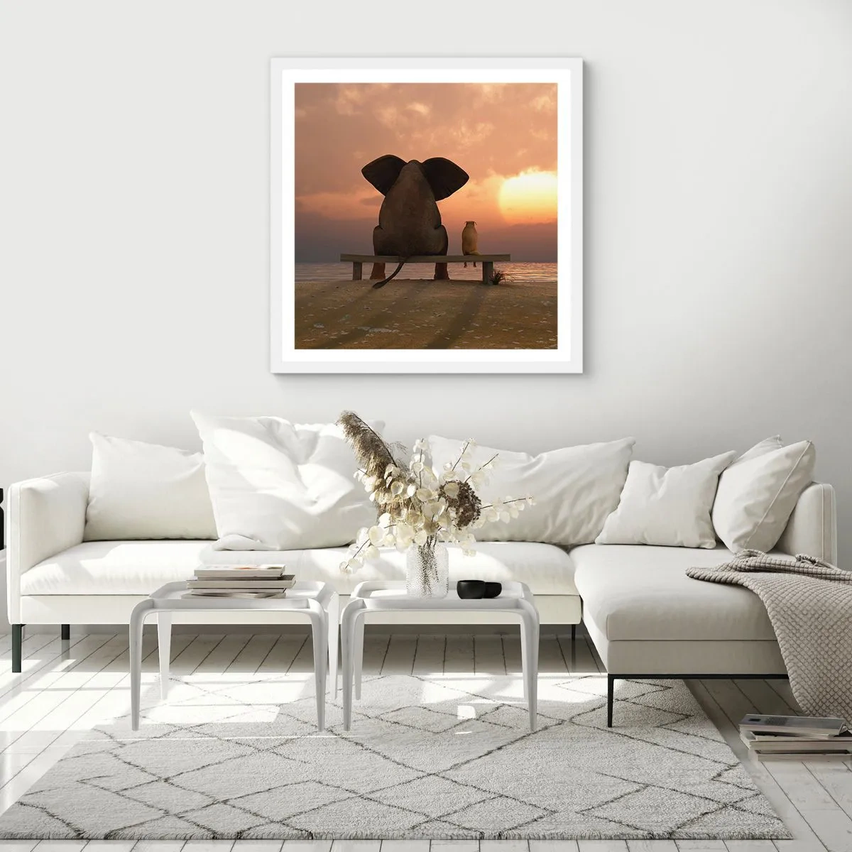 Affisch i vit ram - Det är bra att vara tyst tillsammans - 40x40 cm