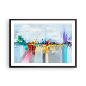 Affisch i svart ram - Glädjens bro över livets flod - 70x50 cm