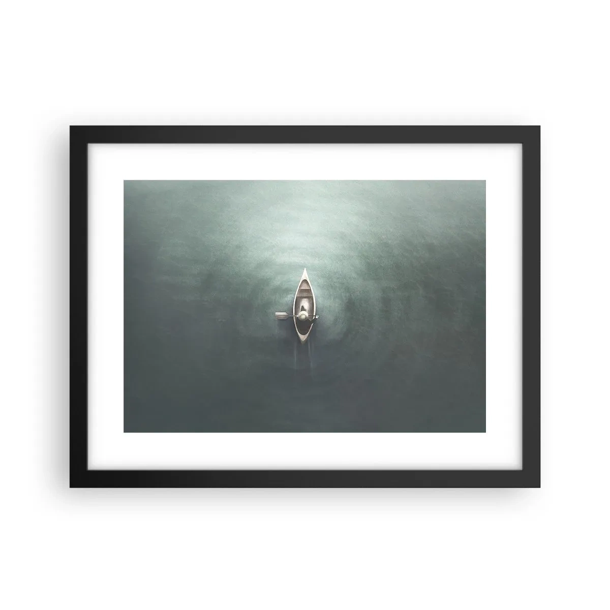 Affisch i svart ram - Över en månbelyst sjö - 40x30 cm